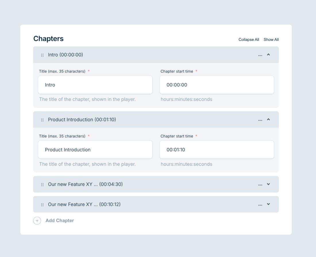 Create Video Chapters within Ignite