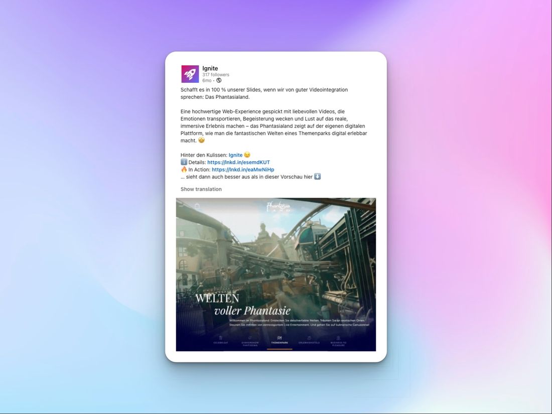 Beispiel Social Media Post mit Links 