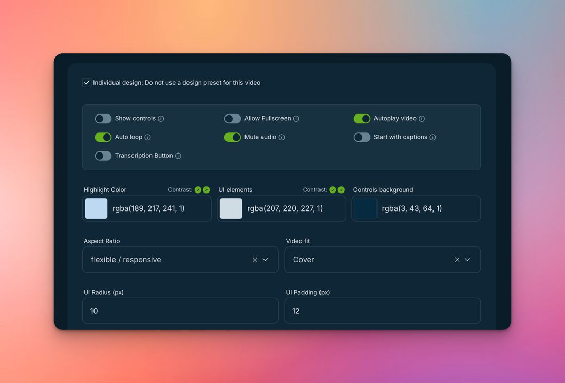 Optionen für Autoplay Videos mit Ignite