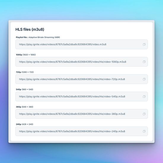 HLS Streams im Ignite Backend
