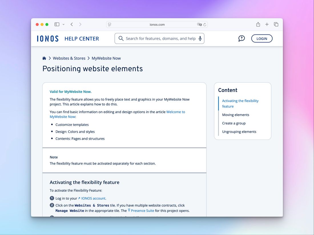 IONOS HTML Element Einfügen
