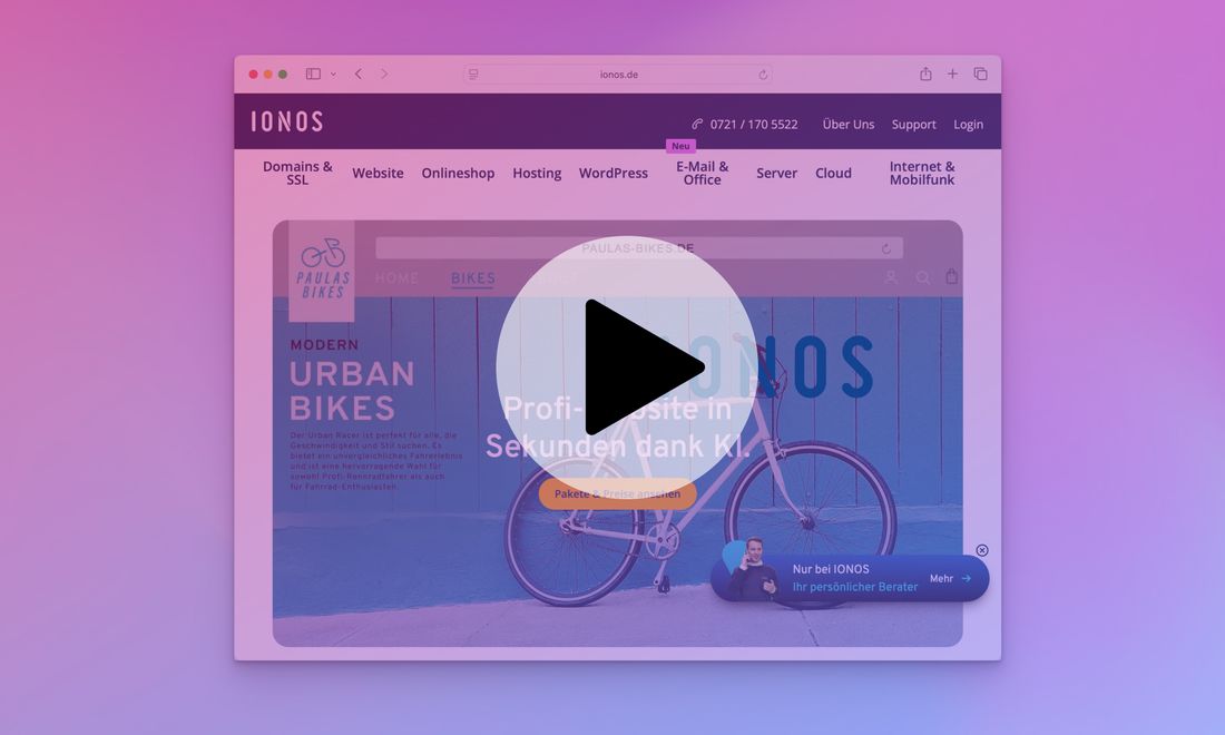 Tutorial Videos in MyWebsiteNow von Ionos