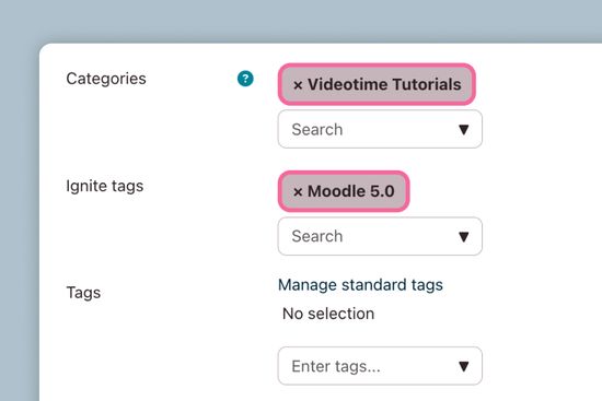 Mediatime no Moodle: definir tags, categorias e mais