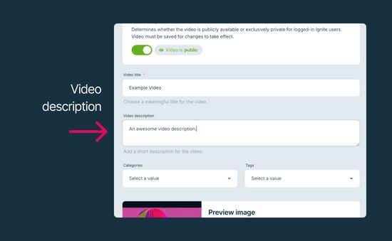 How To Add a Video Description Within the Ignite Backend
