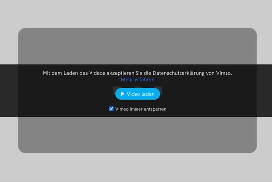 Typischer Overlay der über Vimeo Videos zu sehen ist weil ein Zustimmung der Besucher*innen zwingend erforderlich ist.
