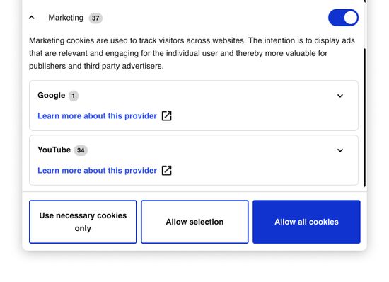 Example Cookie Banner with YouTube