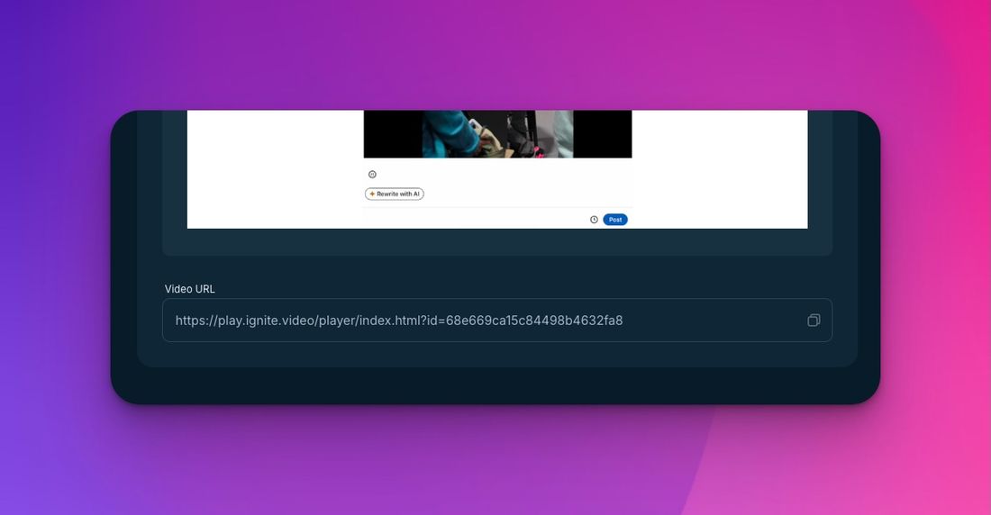 Ignite Video Link im Backend finden 