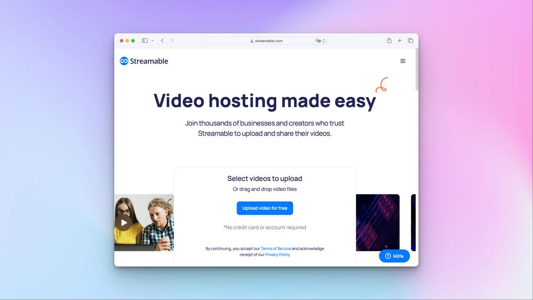 Screenshot Streamable Website