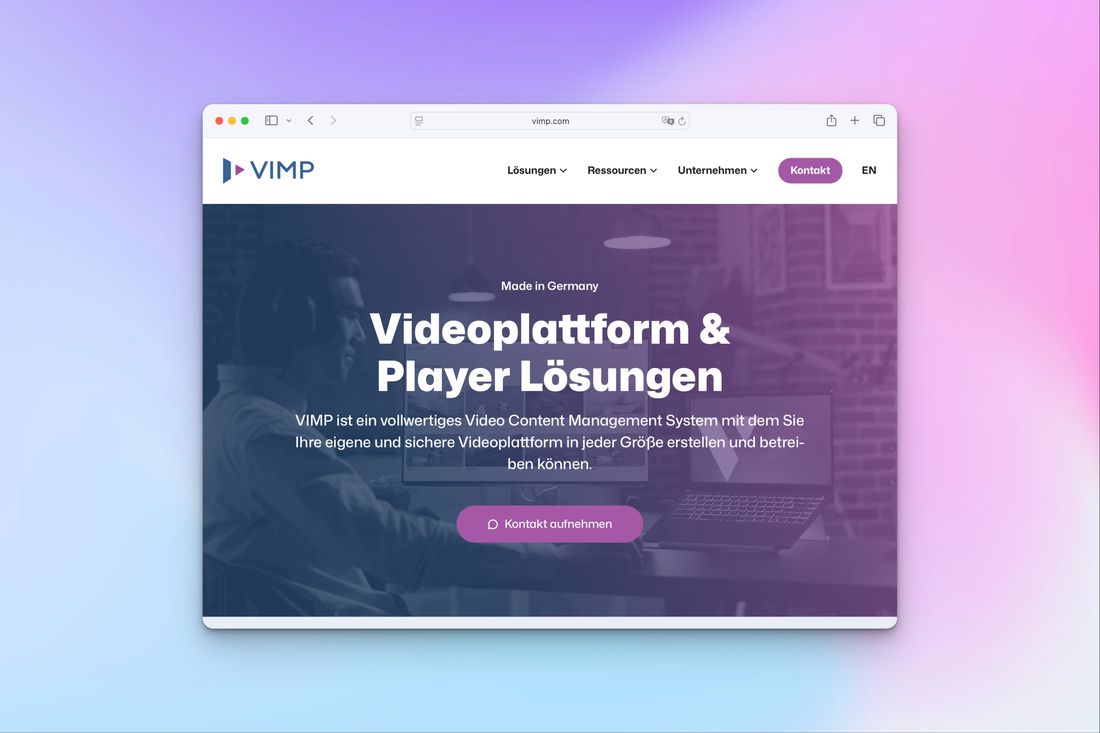 Screenshot der Vimp Webseite